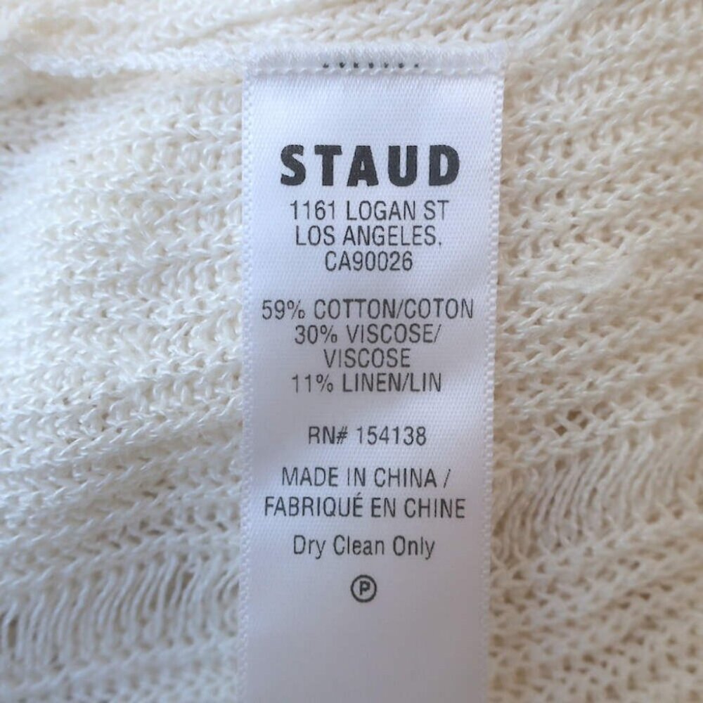 STAUD Sorrento Ruffled Crocheted Maxi Dress White Cotton-Blend Size Medium NEW - Picture 7 of 7